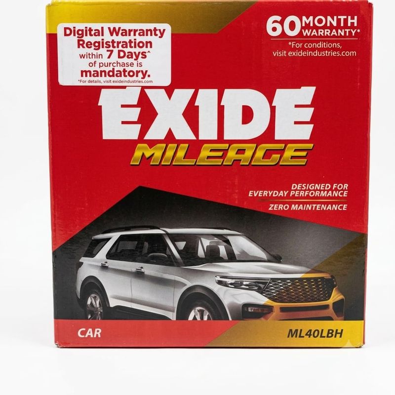 Exide Mileage 40LBH car battery price Gurugram Noida Greater Noida